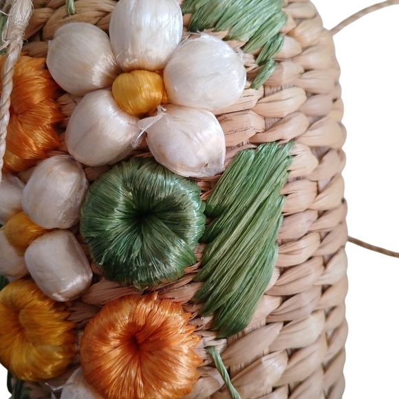 Vintage 60's Mexican Wine Bottle Holder Bag Woven Rattan - Picture 10 of 13